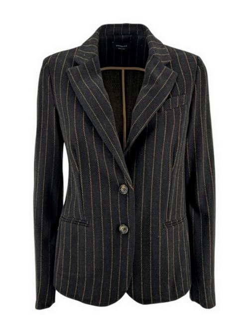 women's double-breasted jacket pinstriped black and brown Good match | AB1009G18